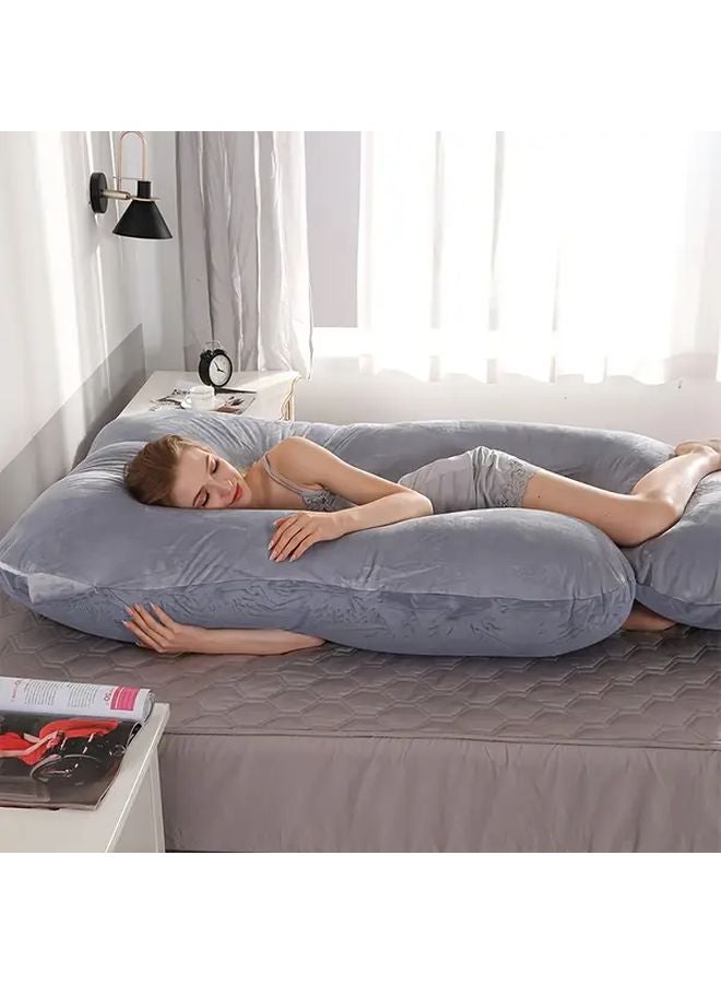 BATTOP 57 Inch Grey Pregnancy Pillow Full Body Maternity Support Removable Washable Cover - Image 5